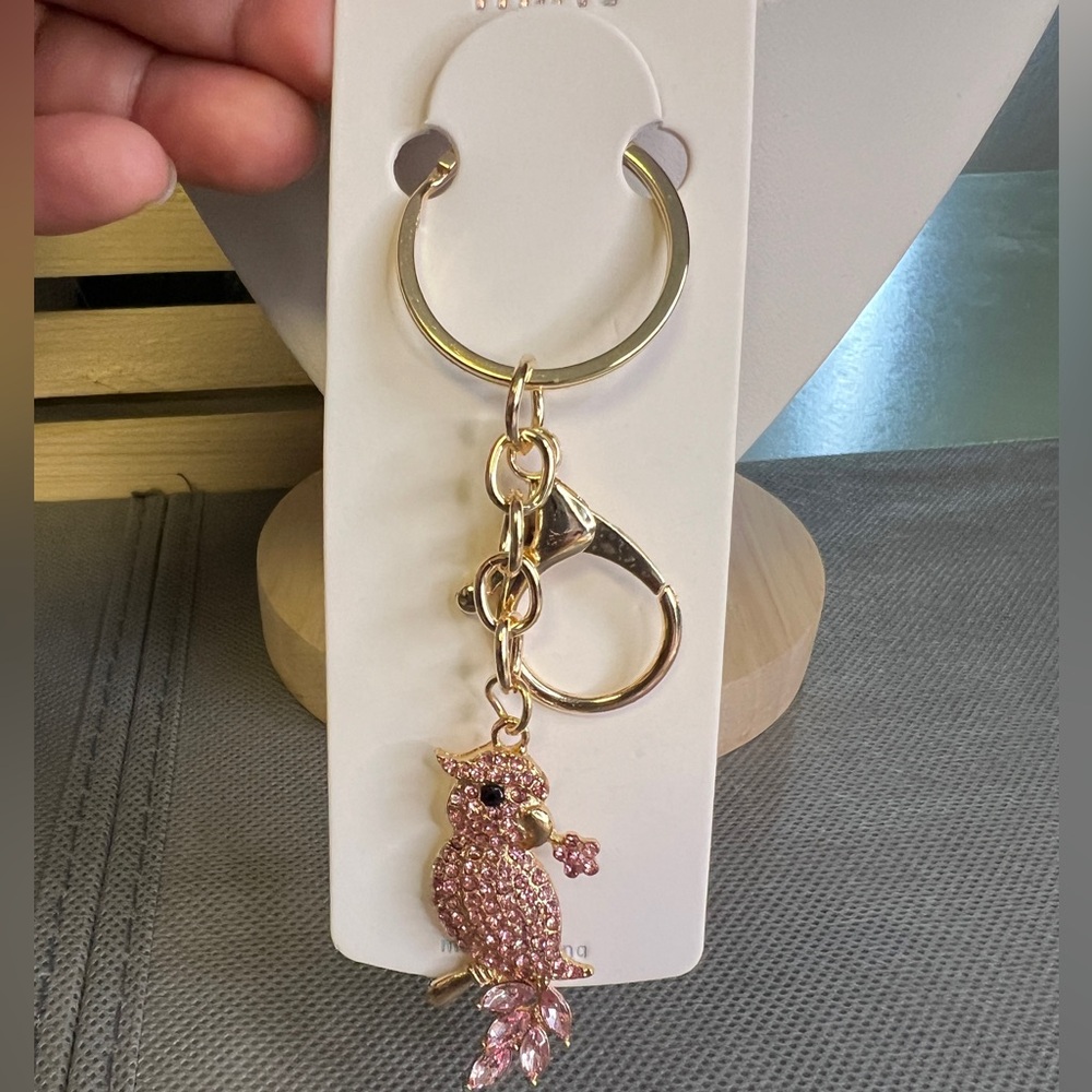 🌸4/$25 Gold/pink bird bag charm